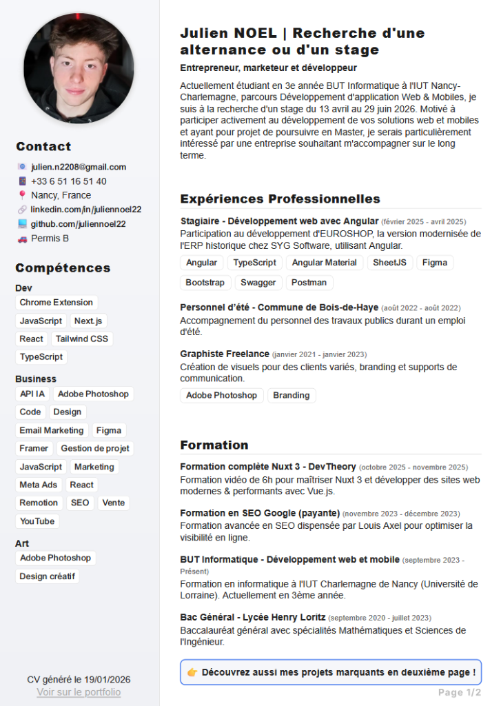 CV Page 1